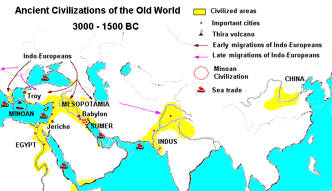 Ancient Civilizations of the Old World (3000-1500 BC), map